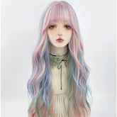 30'' Multicolor Ombre Blue Rainbow Y2K Body Wave Wig for Cosplay